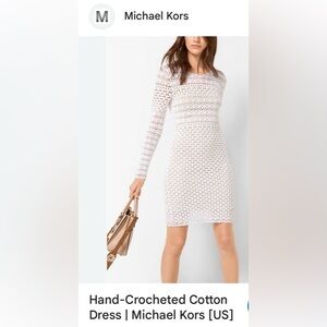 Michael Kors White Long Sleeve Crochet Dress